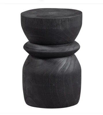 2er Set Hocker Paulownia Holz massiv Beistelltisch Sitzhocker Nachttisch Schwarz - Bild 1 von 3