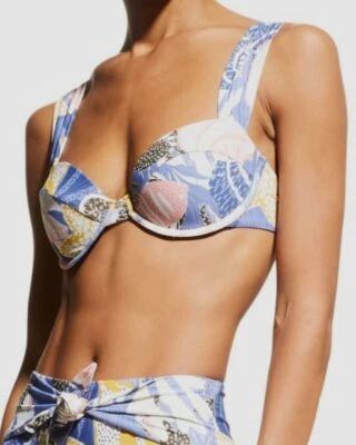 $151 Milly Para Mujer Azul Bajo el Mar Bikini Top Con Aros Traje de Baño Talla Mediana Foto 1 de 3