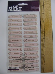 Sticko Stickers BASIC DAYS OF THE WEEK LABELS 28 Pieces NOS - Picture 1 of 1