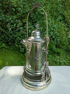 Empire Silverplate Co Repousse Etched Victorian Tilting Water/Coffee/Tea Pitcher - Picture 1 of 24