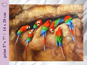 Green-winged macaws art print, 5x7. L/E of a parrot painting, signed, unframed - Picture 1 of 4
