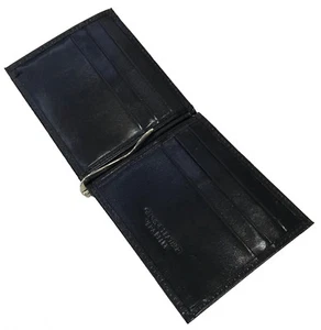Portefeuille Paulhide Clip Argent Printemps Pinces à Billets Monnaie Cuir Noir - Picture 1 of 3