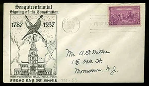 798 CONSTITUTION FDC PHILADELPHIA, PA PLANTY P53a SADIE WINER CACHET - Picture 1 of 1