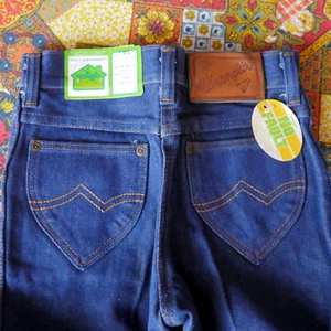 1970s 80s Vintage Girls Wrangler Denim Jeans - Cute Pockets Tags Kids Retro NOS - Picture 1 of 5