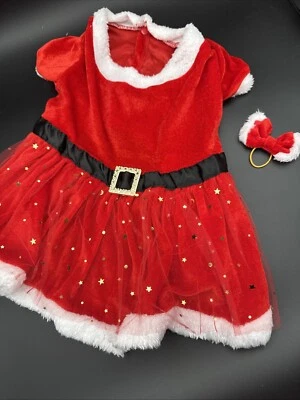 Pet Christmas Velvet Dress Dog Sz XL Bow Tulle Stars Cute Red Soft NEW Snaps - Image 1 of 4