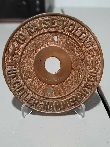 VINTAGE CUTLER HAMMER BRASS VOLTAGE DIAL PLATE RUSTIC INDUSTRIAL STEAMPUNK 4" Cover