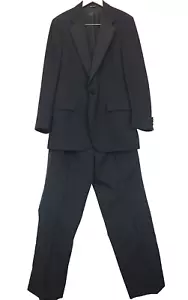Chaps Ralph Lauren Tuxedo Jacket & Pants Wool Single Breast Men Black 40R 35W - Picture 1 of 18