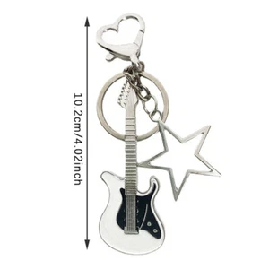 Harajuku Y2k Guitar Love Heart Star Key Chain for Women Sweet Cool Trend Pendant - Picture 1 of 19