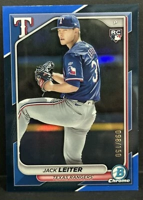2024 Bowman Chrome Baseball Rangers RC Jack Leiter Blue Refractor /150 - Image 1 of 4
