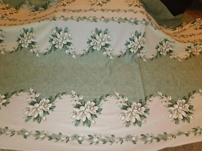 VTG FABRIC MAGNOLIA FLOWER 6 YARDS X 49" BOARDER CURTAINS TABLE RUNNER CUSHIONS - Image 1 of 4