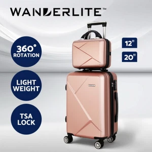 Wanderlite 2pc Luggage Trolley Travel Suitcase Storage Carry On TSA Lock 12" 20" - Picture 1 of 8