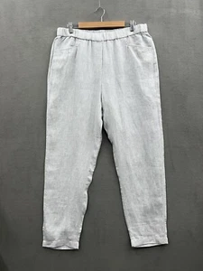 J Jill Pure Jill Linen Women’s Large Tall Gray Trapunto Stitched Pants Pull On - Picture 1 of 13