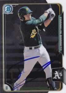 FRANKLIN BARRETO OAKLAND A'S SIGNED 2015 BOWMAN BASEBALL CARD LOS ANGELES ANGELS - Picture 1 of 1