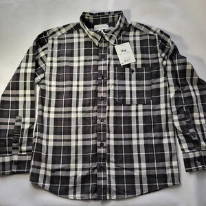 Free Assembly Boys L 10/12 Y/D Chambray Button Down Long Sleeve Shirt Plaid NEW! - Picture 1 of 11
