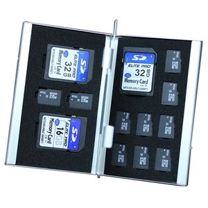 Silver Micro SD MMC TF Memory Card Storage Box Protecter Case hold 3x SD 10x TF - Picture 1 of 3