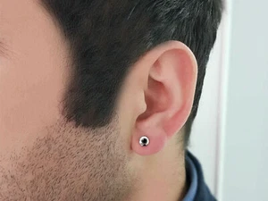 Pendientes de oro blanco de diamantes negros para hombre criollo 1 pieza 333 8 quilates - Imagen 1 de 3
