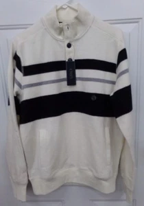 Mens Size Small Chaps Comfy Long Sleeve Off-White Shirt w/ Button Neck NEW - Picture 1 of 2