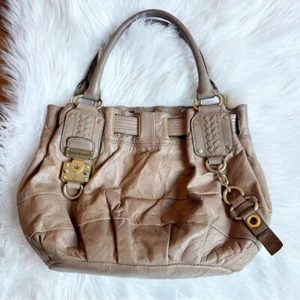 Bolso de hombro vintage Y2K Juicy Couture de cuero tostado con bloqueo de logotipo - Imagen 1 de 10