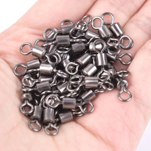 50PCS Fishing Barrel Bearing Rolling Swivel Solid Ring Lures Connector 11 Size❤ - Picture 1 of 23