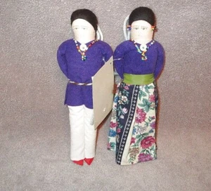Vtg Handmade Navajo Dolls Set Of 2 Native American Primitive Art Alta Silago - Picture 1 of 9