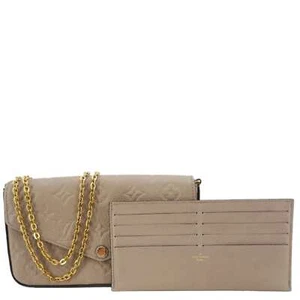 LOUIS VUITTON Felicie Pochette Monogram Empreinte Crossbody Bag Tourterelle Beig - Picture 1 of 15