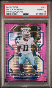 2021 Panini Prizm Rookie Micah Parsons #382 Purple Pulsar Prizm (RC) - Bild 1 von 2