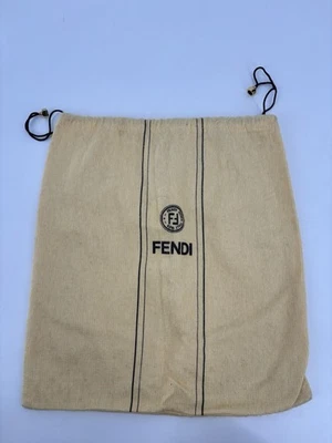 Fendi Dustbag Beige Black Logo Drawstring Lightweight Designer Travel Storage - Image 1 of 4
