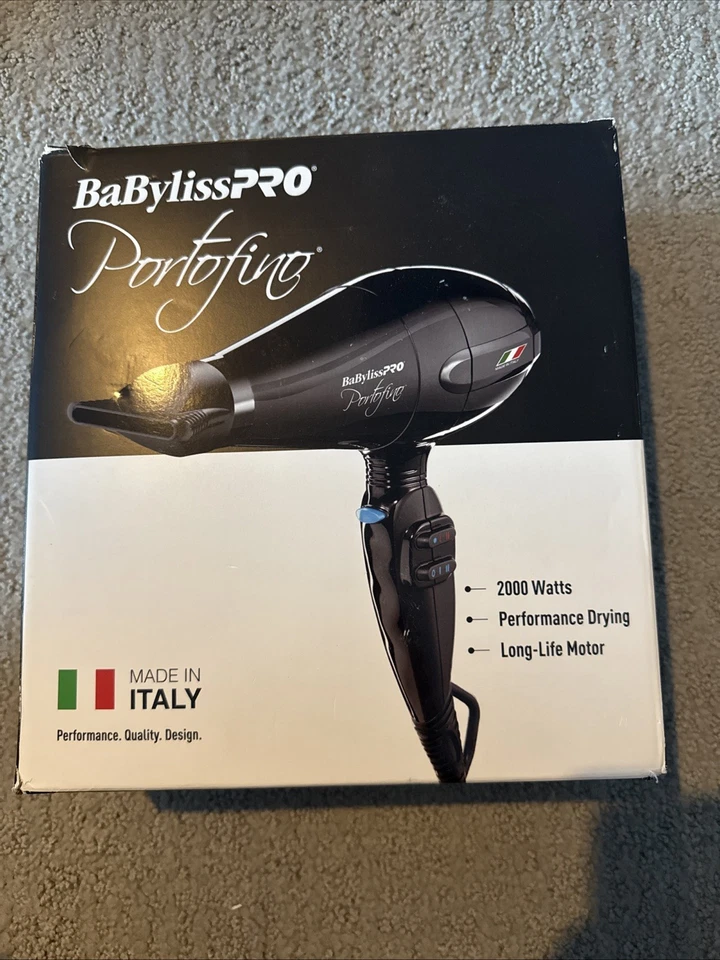 Сушилка Babyliss Pro Portofino 2000 Вт черная сделано в Италии открытая коробка - Изображение 1 из 2