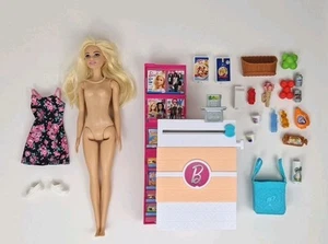 Barbie Shopping Time Doll Grocery Cart Playset Food Lot - Picture 1 of 1