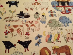 Vintage Alexander Henry Stoff Arche Noah zwei mal zwei Nicole De Leon Stoff 44x33 - Bild 1 von 3