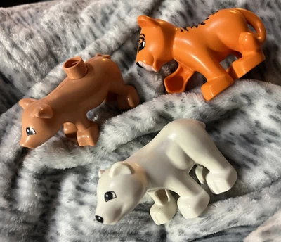 Vtg Duplo Animals Lot Of 3 Figures Tiger,Polar Bear, Pig toy - Lego Replacement - Image 1 of 4