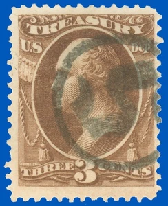 US Scott #O74 3¢ OFICIAL DEL DEPARTAMENTO DEL TESORO, "ANTIGUO ESTILO 5" ¡Cancelación elegante! - Imagen 1 de 2