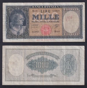 Banconota Italia 1000 lire 1961 P.-88d BB/VF - Imagen 1 de 1