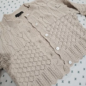 Cárdigan House Of Harlow Mujer Beige Medio Tejido con Cable Minimalista Talla Grande - Imagen 1 de 11