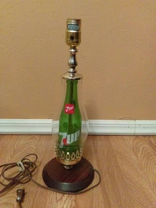 Collectible Vintage Art Seven Up 7 UP Green Bottle In Lamp Table Lamp 16 inches - Picture 1 of 10