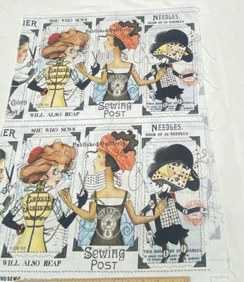 She Who Sews Riley Blake Seamstresses 6 Blocks J Wecker Frisch Cotton Fabric - Image 1 of 4