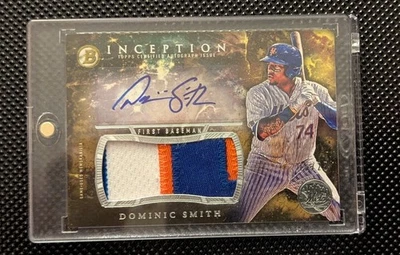 2016 Bowman Inception Auto Jumbo Patch Dominic Smith /25 Topps Mets Rookie IAJP - Image 1 of 2