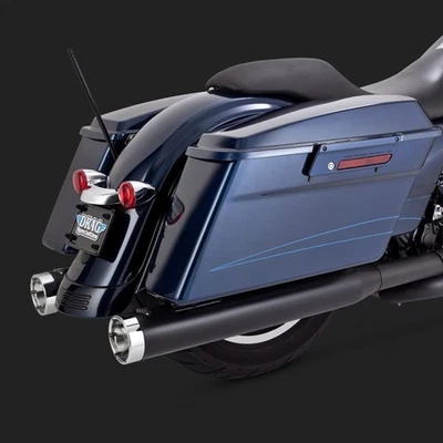 Vance & Hines Touring Monster Round Slip-ons Black w/ Chrome Tips 95-16 Touring - Image 1 of 4