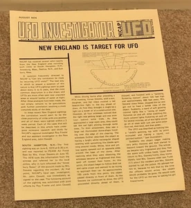 1974 UFO INVESTIGATOR VINTAGE FLYING SAUCER SPACE ALIEN NEWS LETTER (Aug) - Picture 1 of 1