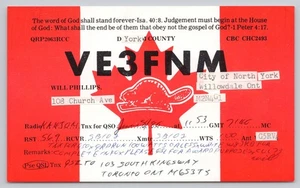 Ham Radio QSL VE3FNM Maple Leaf Beaver Willowdale Ontario Canada Postcard - Picture 1 of 2