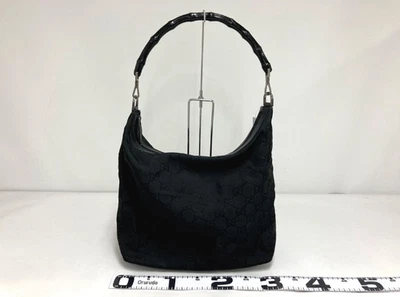 GUCCI Bamboo GG Canvas Shoulder Bag Handbag Hobo Nylon Leather Black Tom Ford - Image 1 of 4