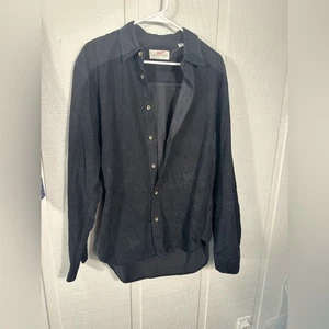 Coastaoro Mens Navy Corduroy Button Front Long Sleeve Shirt Size Large EUC - Picture 1 of 8