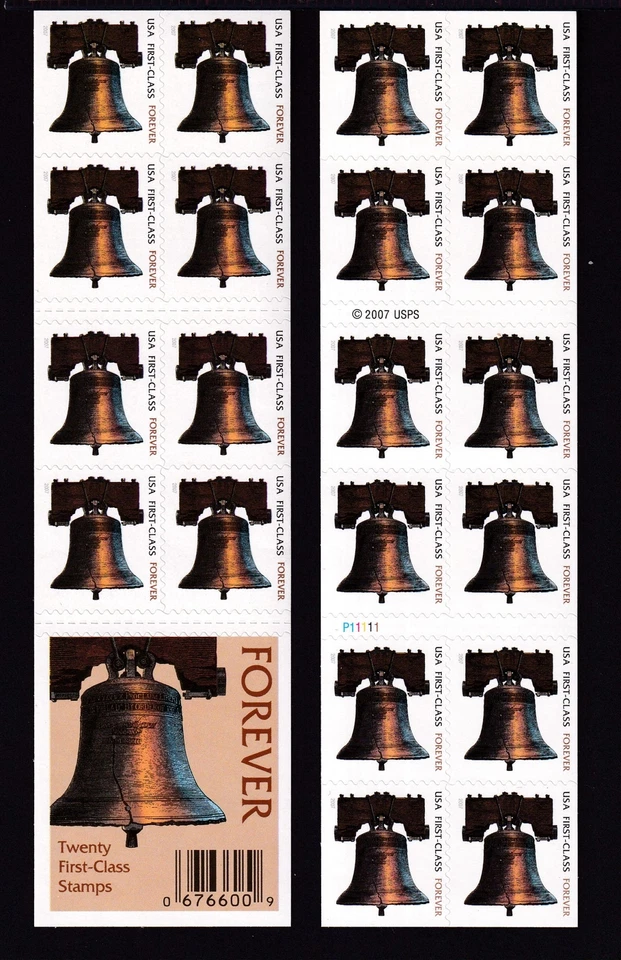 2007 Liberty Bell Sc 4126a booklet of 20 forever rate plate number P1111 - Image 1 of 1