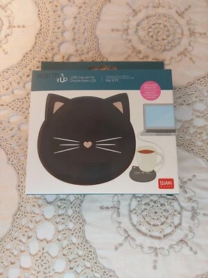 Legami Black Cat USB Heat Heater Coaster Tea Coffee Mug Warmer Home Cup Mat Pad  - Image 1 of 3