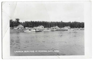 Federal Dam, MN Minnesota antigua postal RPPC, servicios de lanzamiento - Imagen 1 de 2