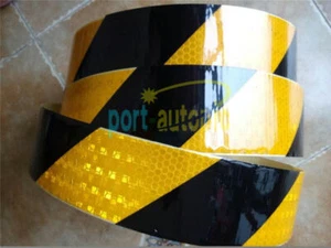 2"X10' 3M Black Yellow Reflective Safety Warning Conspicuity Tape Film Stickers - Picture 1 of 1