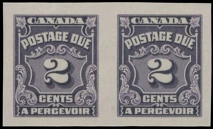 1935, CANADA, POSTAGE DUE 2C, HORIZONTAL IMPERFORATE PAIR, NH, UN.#J16a - Picture 1 of 2