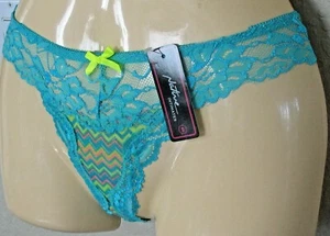 NATIVE INTIMATES - NEW - SIZE: SMALL - SOFY TEAL LACE THONG PANTY - 1.5" SIDES - Picture 1 of 3