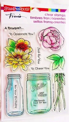Mason Jar Flower Bouquet for You Clear Acrylic Stamp Set NEW! - Image 1 of 2