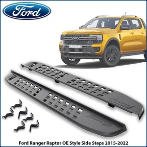 RAPTOR OE STYLE RUNNING BOARDS SIDE STEPS BLACK PAIR FOR FORD RANGER 2015 - 2022 - Picture 1 of 12